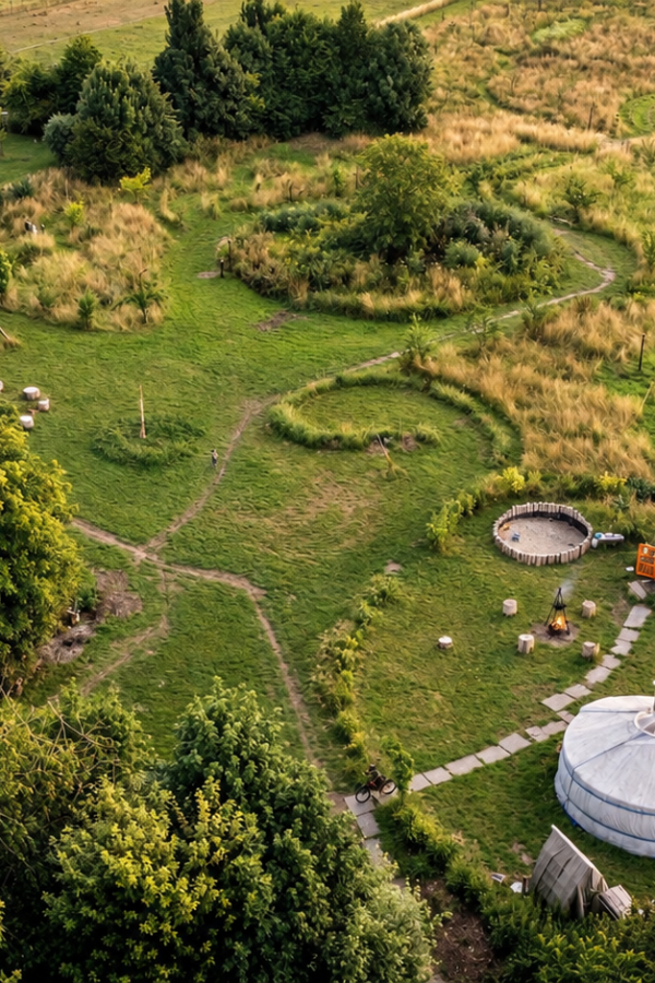 luchtfoto rond het vuur